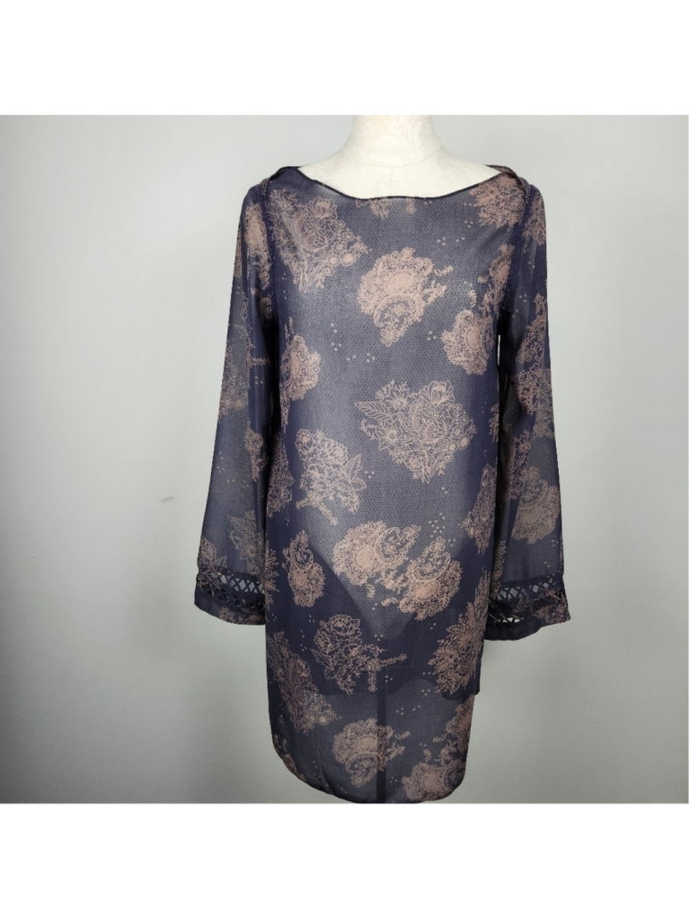 Gentle Fawn Sheer Long Sleeve Dress Size S Baggy Oversized Whimsigoth Dark Fairy - Picture 2 of 15